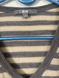 Uniqlo Striped V-Neck Sweater