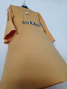Pearl Design Flared Dress✨🧡
