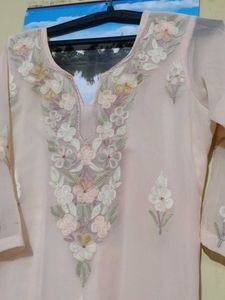 Embroidered Peach Suit Set