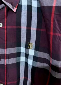 BURBERRY MAROON CHECK SHIRT M(40)