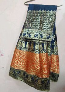 Blue &amp; Gold Fishtail Ethnic Skirt