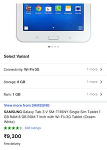 Samsung Galaxy Tab 3V SM-T116 Tablet (7 inch, 8Gb,