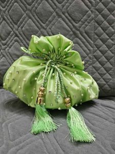 Green Beaded Pouch