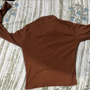 Retro Brown Ribbed Top