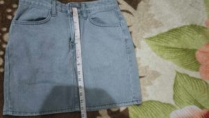 Grey Denim Skirt For Women