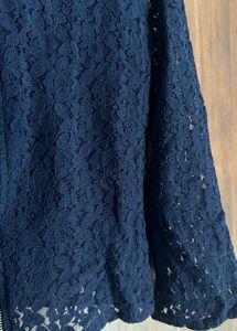 Navy Blue Lace Crop Top