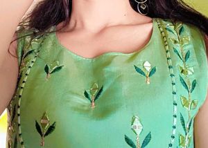Lime Green Embroidered Dress