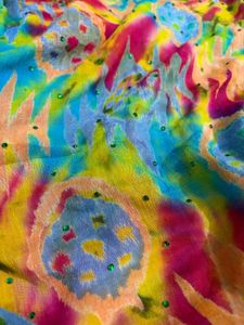 Colorful Tie-Dye Beaded Scarf