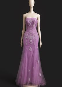 Lavender Floral Lace Formal Gown