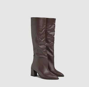 SSS Women’s Knee-High Brown Leather Boots