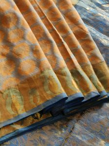 Elegant yellow And blue korvai silkSaree