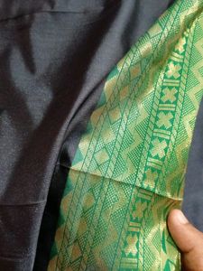 Grey With Green Combo Soft silk
