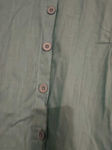 Teal Embroidered Button-Down Dress
