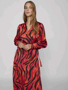 Red Printed Wrap Around Dress 🍓🍓