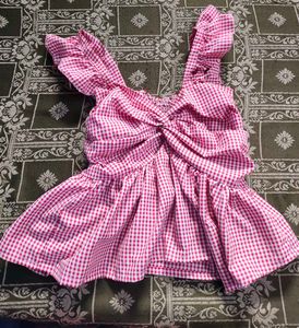 Red Gingham Peplum Top