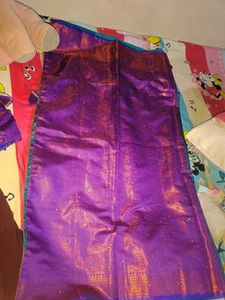New Silk copper saree with stitched blouse  upto 4