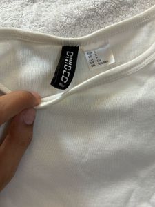 H&amp;M White Tie-Waist Crop Top