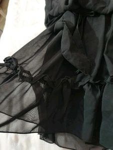 Black Sleeveless Chiffon Dress with Ruffle Hem