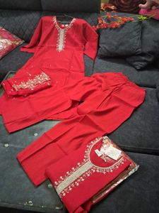 Red Kurta Set &amp; Dupatta m and L