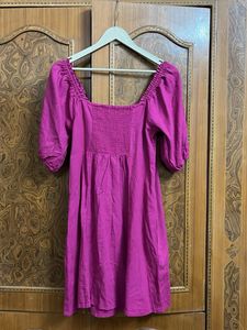 Pink Puff Sleeve Mini Dress