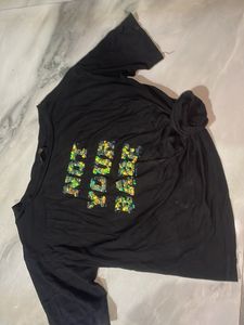 Cropped Black sequence party top