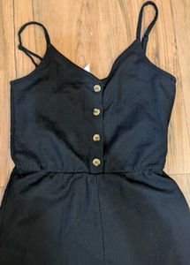 Cute Black Button-Front Romper