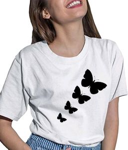 printed women white cotton round neck top