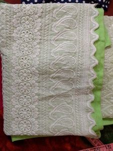 Mint Green Chikan Kari Fabric