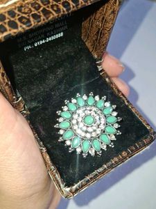 Teal & Rhinestone Ring