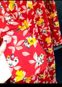 SALE ONLY FOR TODAY/ Floral Kurta Set Red♥️