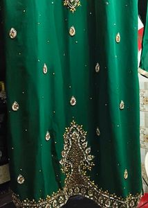 Dark Green Handwork + Diamond Work Gharara Set