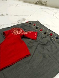 Elegant Grey Saree