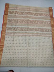 Elegant Cream &amp; Gold Saree