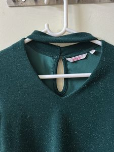 Dark Green Crop Top Full Sleeves