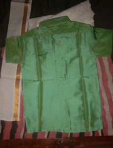 Green Silk Shirt Traditional Kerala Dhoti