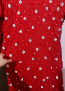 Red Suit Beautiful Pearls Heavy Work 3pice Set