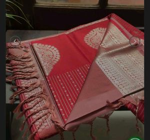 Elegant Red & pink Vegan Soft Silk Saree