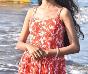 Red & White Floral Dress