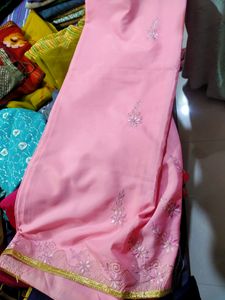 Pink Embroidered Saree