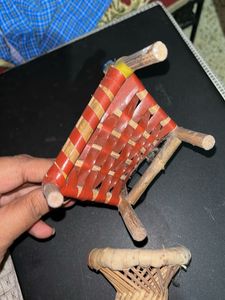 Miniature Woven Chair &amp; Stool Set