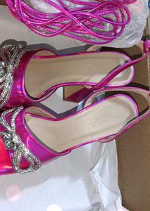 pink metallic heels