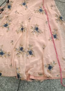 Beautiful Peach Lengha With Blue Dupatta