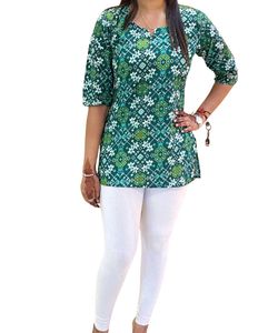 Green Printed Kurta