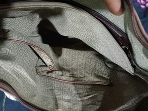 Brown Leather Shoulder Bag with Studded Design |