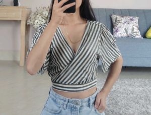 Forever 21 Striped Wrap Crop Top