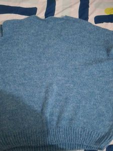 Blue V-Neck Knit Sweater