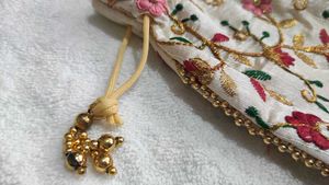 Embroidered Drawstring Pouch Party wear