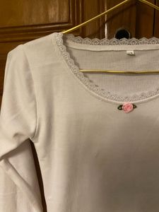 Lace Trim Long Sleeve Top
