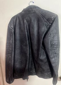 Vintage Gray Faux Leather Jacket