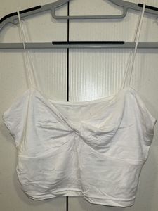 White Knot Top With Thin Straps